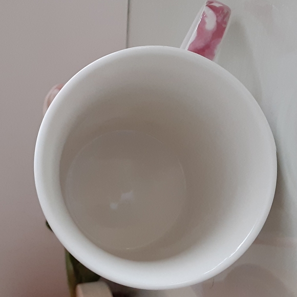 Kent Pottery Pink Roses Tan Leaves 8 oz Cup Mug Cottagecore - Picture 4 of 6